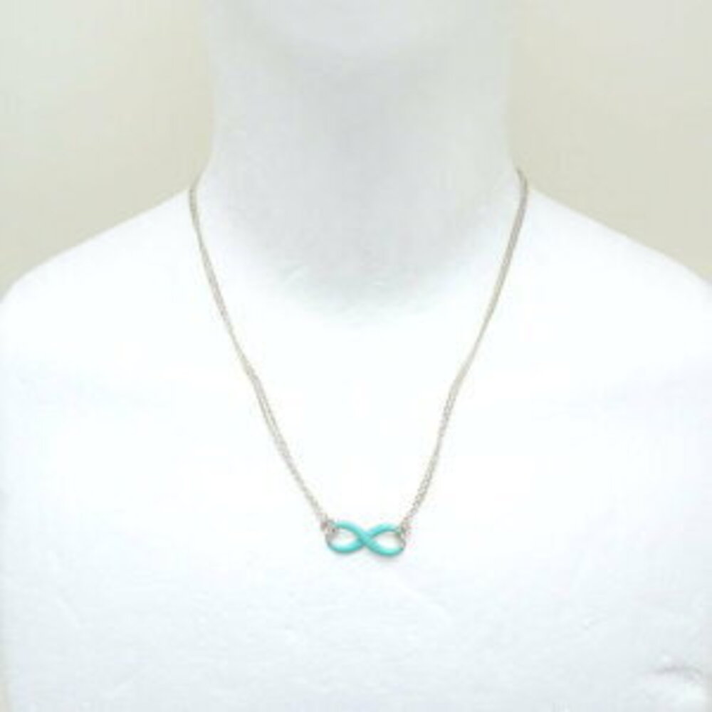 TIFFANY Co Infinity Necklace Blue Enamel Sterling Silver